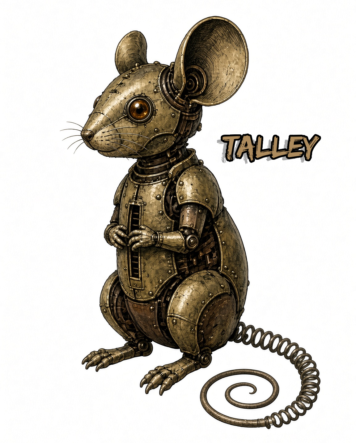 Talley, the mechanical mouse character from Glass & Fortune