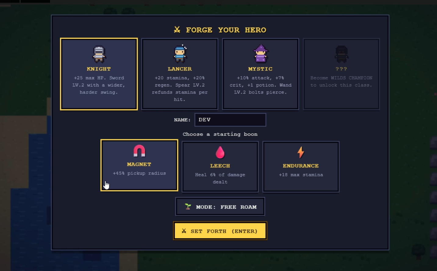 Hero inventory and equipment screen